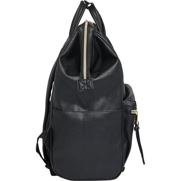 Faux-Leather Backpack Diaper Bag with Laptop Compartment Travel School main image 4